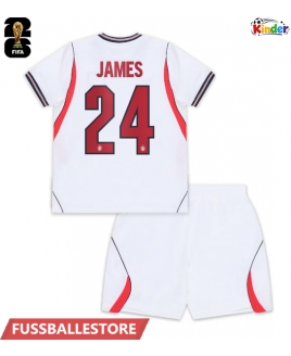 Günstige England Reece James #24 Heimtrikotsatz Kinder WM 2026 Kurzarm (+ Kurze Hosen)